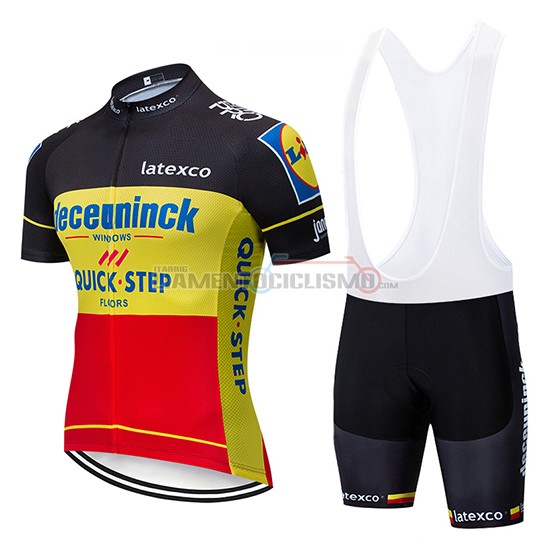 Abbigliamento Ciclismo Deceuninck Quick Step Manica Corta 2019 Nero Giallo Rosso